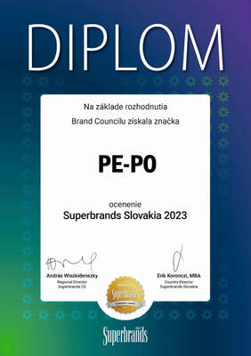 Ocenenie Superbrands Slovakia 2023 pre značku PE-PO